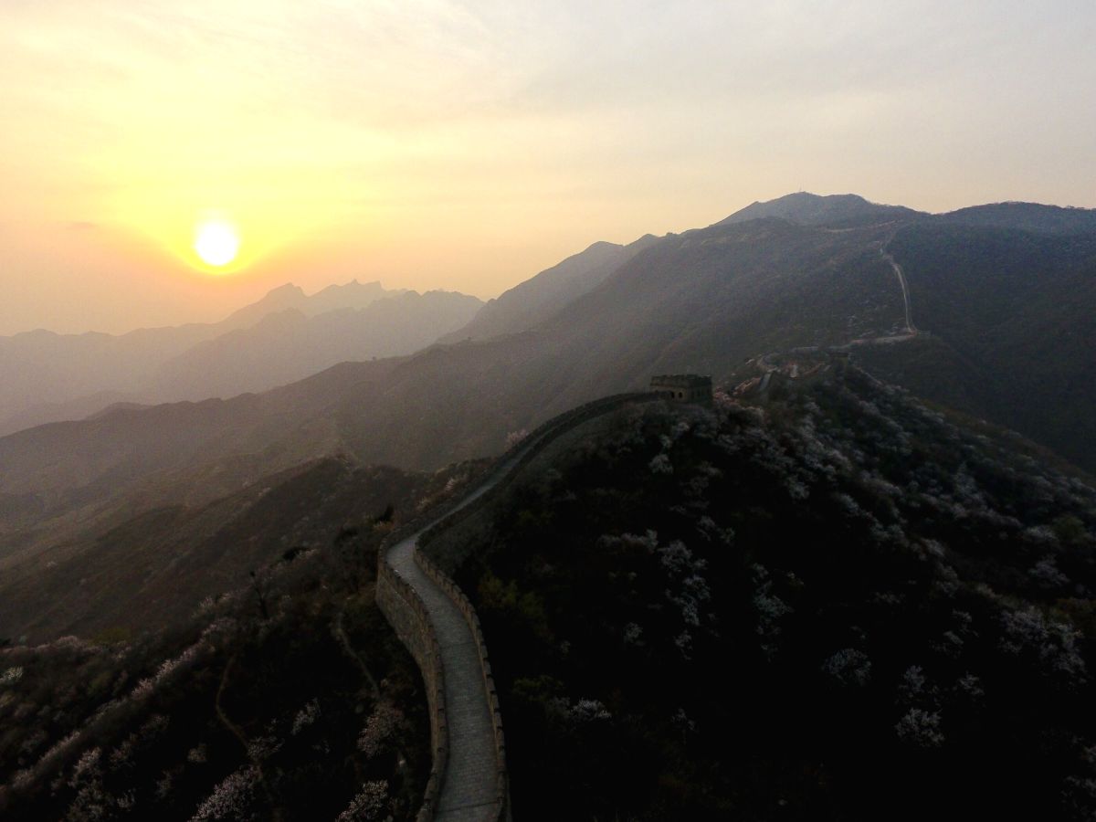 Aerial photo of the Mutianyu section of the Great Wall in Huairou