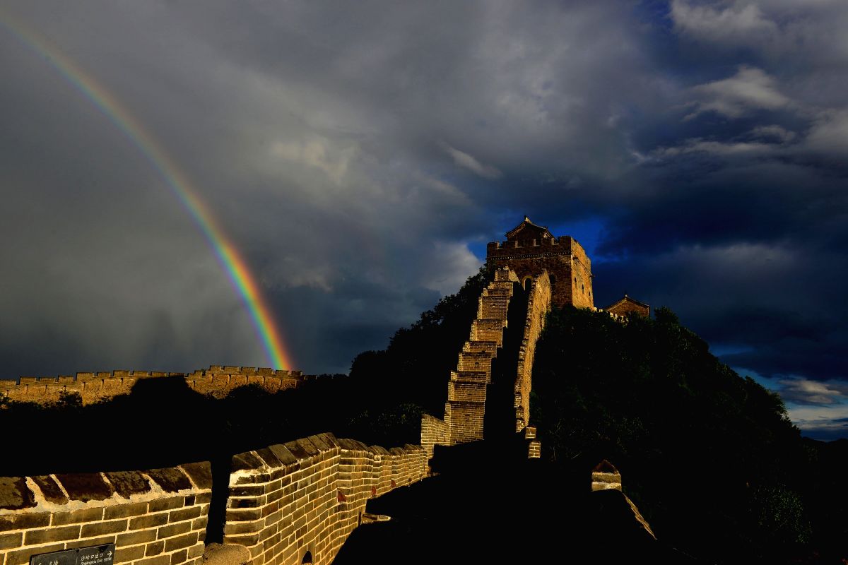 Great Wall against a rainbow