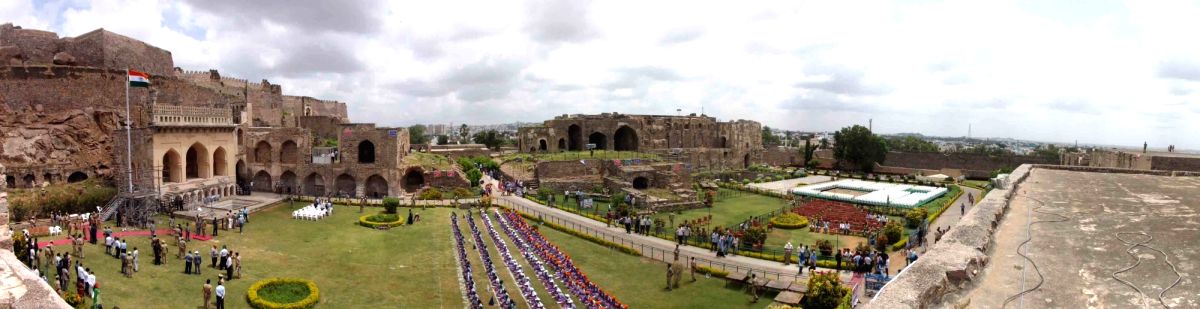 A panoramic view of the Golkonda Fort