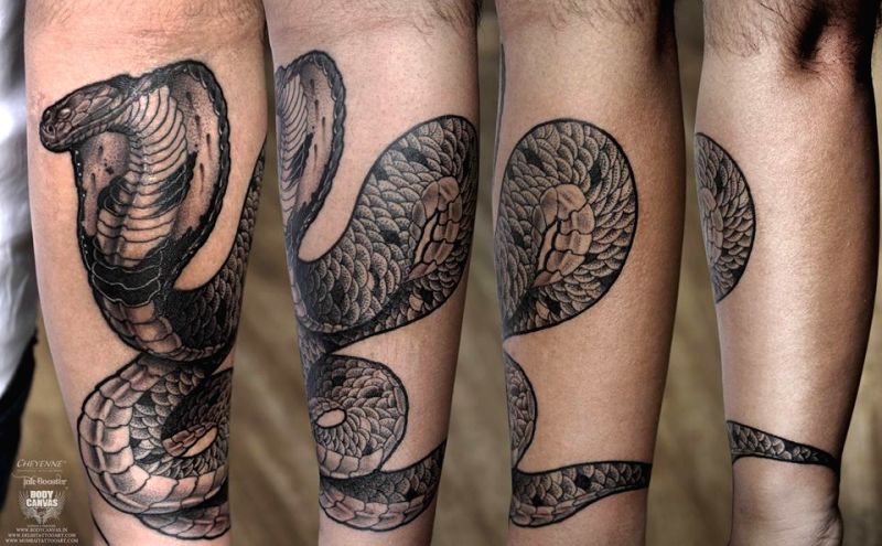 Slithering snake tattoo